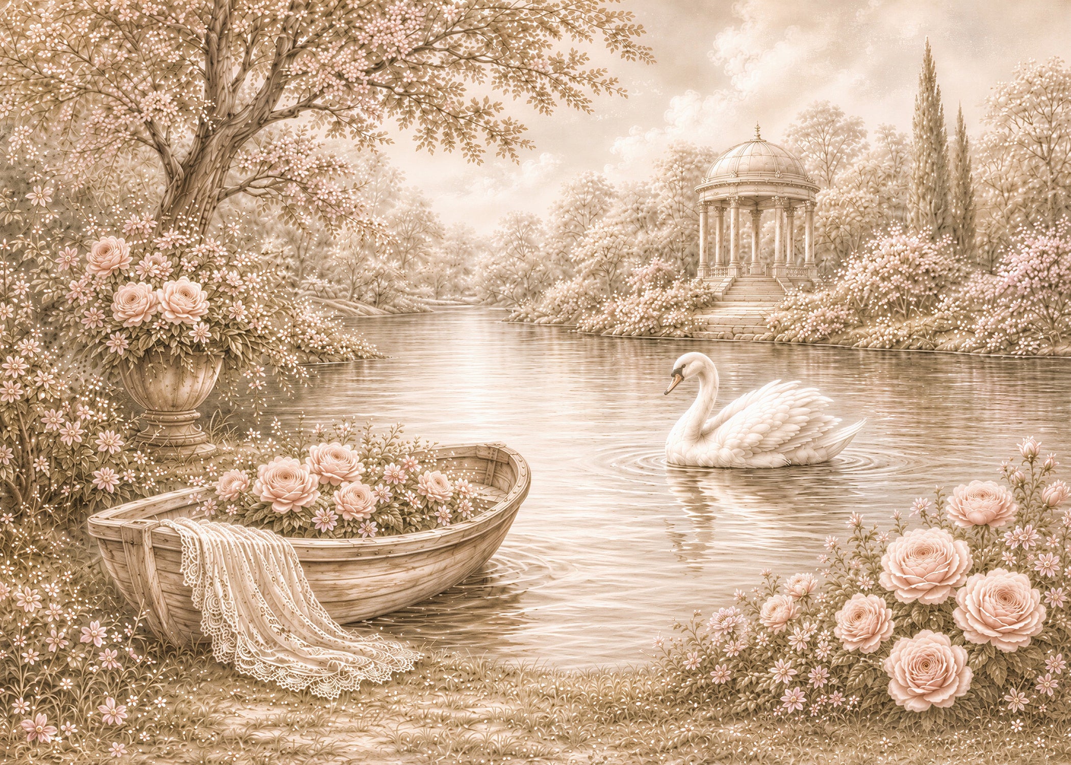 Rose Lake | Botanical Series Wall Mural